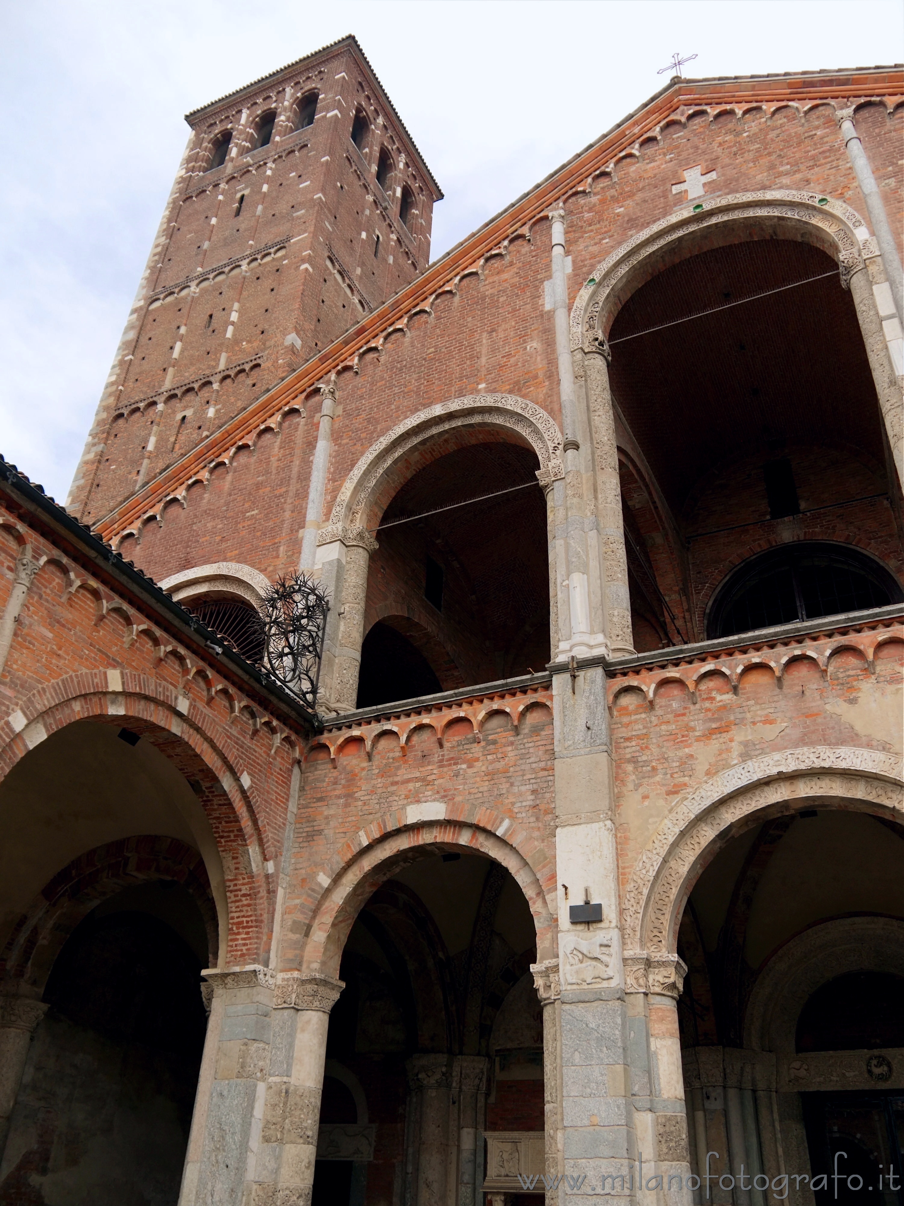 Milan (Italy) - Detail of the facade of the Basilica of Sant'Ambrogio